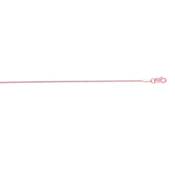 14K Rose Gold 1mm Round Wheat 18 Chain with Lobster Lock